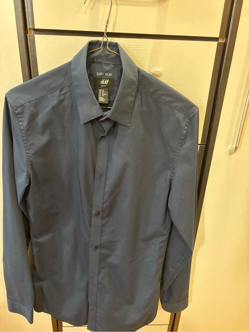 H&M Men's Dark Blue Easy-Iron Dress Shirt